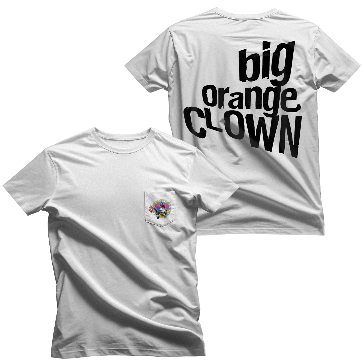 Big Orange Clown - White Pocket Tee