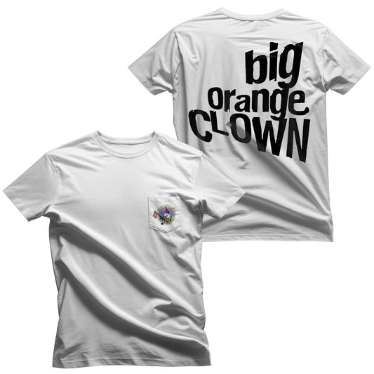 Big Orange Clown - White Pocket Tee